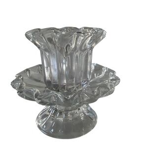 Ruffled Clear Glass Candle Holder